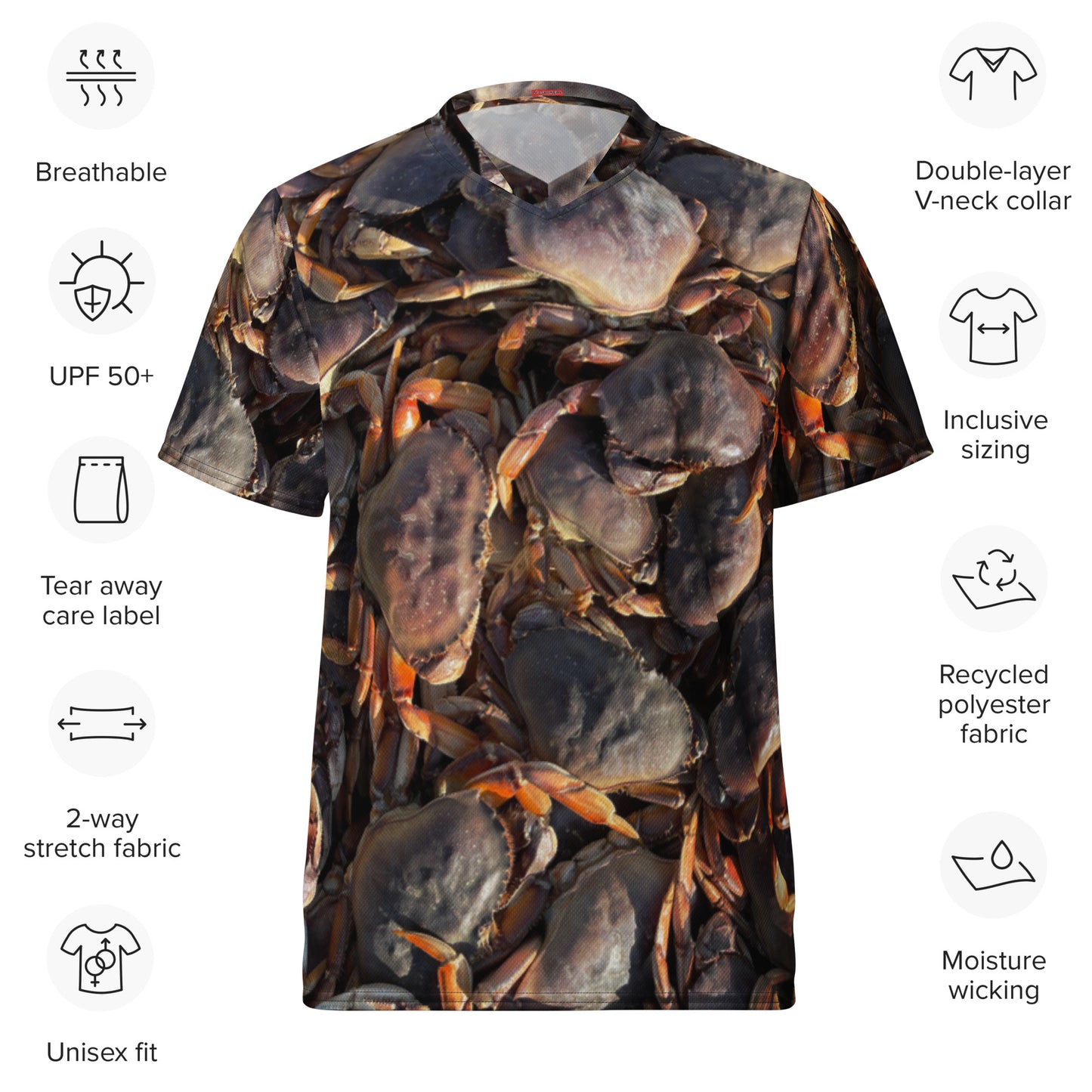 Dungeness Crab Recycled unisex sports jersey